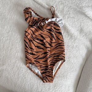 Carter's Brown Tiger Stripe One-Piece Swimsuit